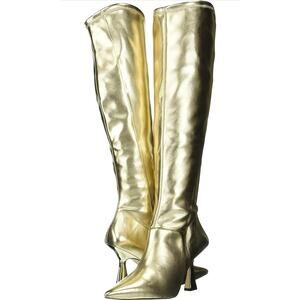 Sarto Gold knee-high stretch Faux leather boot for women size 6.5